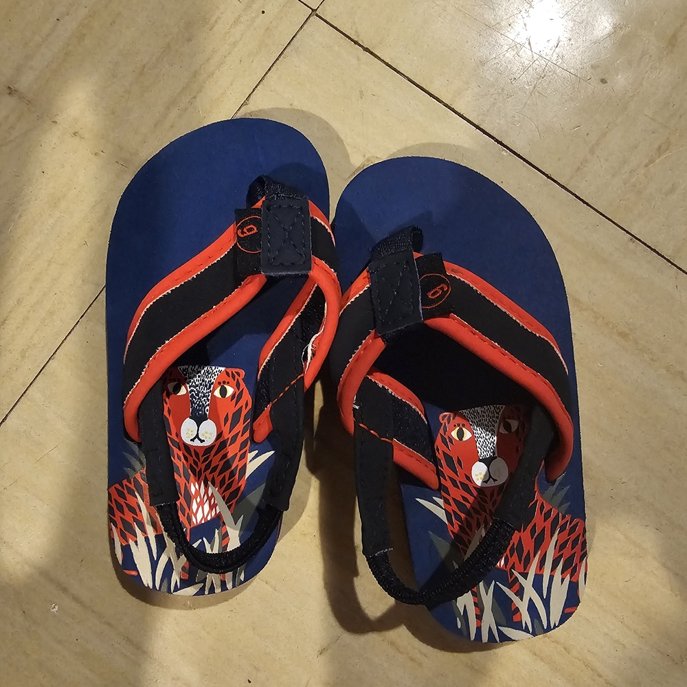 Vibrant Blue and Red Kids Flip Flops
